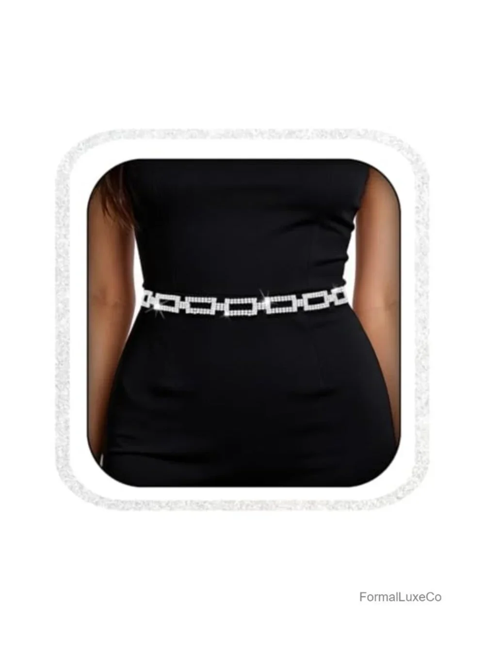 Rhinestone Chain Belt Adjustable Waist Belt for Dresses